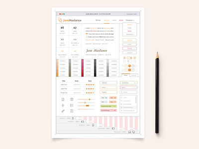 One Page UI Style Guide brand columns grids guide gutter interface minimal navigation palette style ui ux website