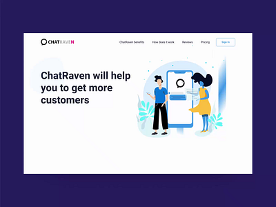 Chat bot service landing page design aftereffects animation design illustration landing transition ui ux uxui website website design