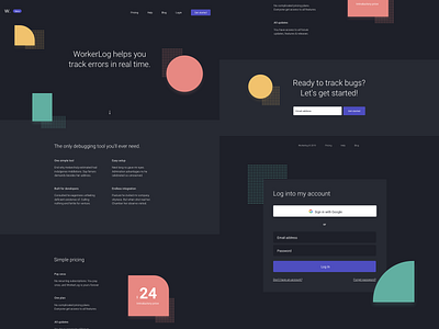 WorkerLog Landing Page b2b debug desk developer home page landing page programming sass tracker tracking ui