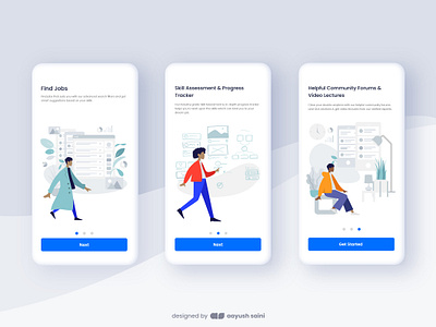 Hirebl App Onboarding adobe xd app career design hired illustration job onboarding onboarding screens product ui ux vector