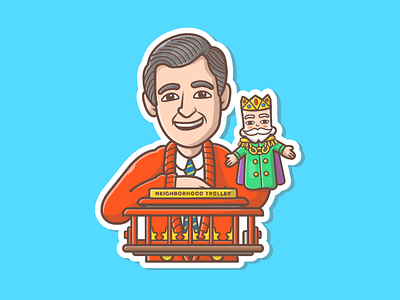 Mr. Rogers' Neighborhood 🤩🤓 character happy icon illustration king logo masot mister neighborhood rogers sticker trolley