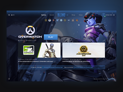 Desktop Battle.net - Redesign Concept app battle battlenet blizzard desktop gaming overwatch ui