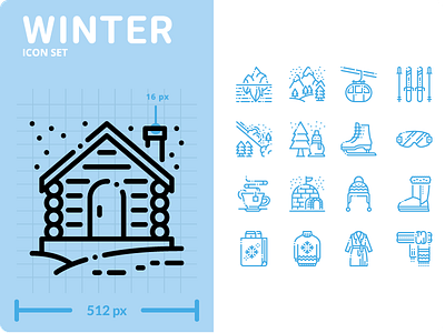 Winter Icon Set design flat graphic icon icons illustration minimal outline ui vector winter