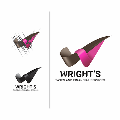 Wright's Taxes and Financial Services branding design logo typography vector