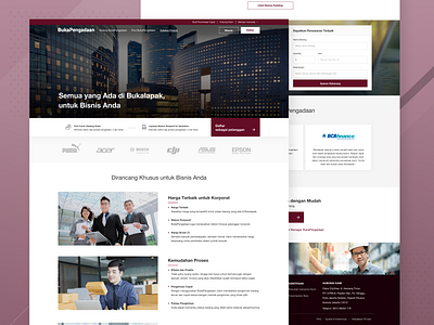 BukaPengadaan Revamp Desktop b2b b2b sales bukalapak business desktop ecommerce landing page landing page ui logistic marketplace package procurement red shipping stock trend uiux