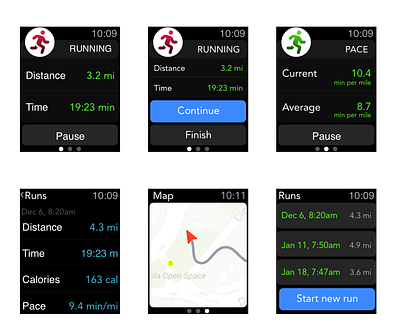 Apple Watch Jogging App app app design apple apple watch concept design product design prototype ui ux watches