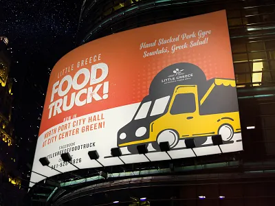 Little Greece Food Truck BillBoard & Poster branding burger chocolate colorful creative event fast food festival flyer food foods fresh garden green modern orange party print templates truck