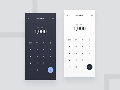 Calculator App: Light & Dark app appdesign calculator dashboard flatdesign keypad productdesign uidesign uxdesign wallet