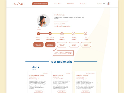 NewPath Job search profile practice bookmark dailyui design job search onboarding onboardingui profile profile design profiles progress progressbar ui user profile