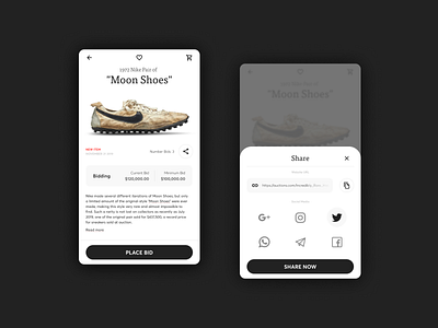 Social Share auction dailyui design layout share typography ui ux visual design