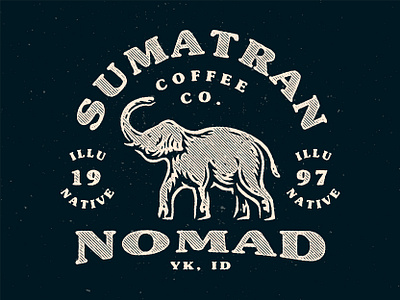 Sumatran Nomad animal badge branding identity buy buy logo cafe classic coffee elephant ikhwan noor hakim illustration logo logo for sale nature nomad sumatra sumatran texture vintage wild