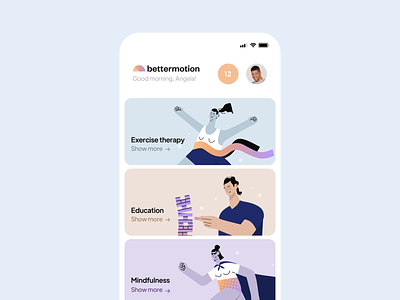Bettermotion Project animation app branding design illustration interaction ios meditation minimal mobile motion graphics ui ux