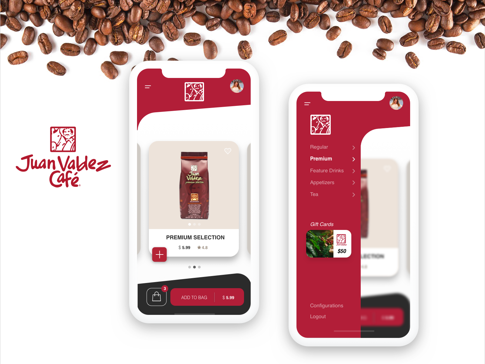 Juan Valdez Coffee App app branding coffee design product sketch ui ux