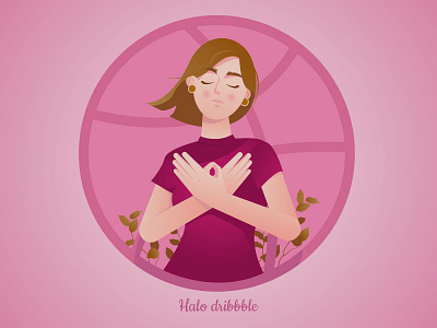 Halo dribbble design flat hello dribble illustration invite thanks vector