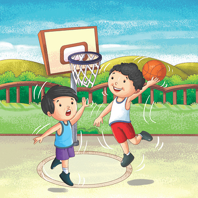 basketball ball children are playing with words design fun time illustration illustration art player playing