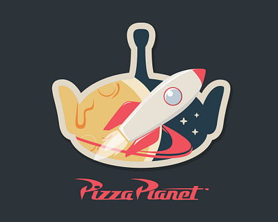 Pizza Planet Badge adobe illustrator animation badge design dribbbleweeklywarmup illustration illustrator logo patch pizza rebound space vector warm up warmup weekly warmup