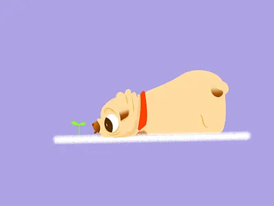 Pug art design dog flat focus illustration leaf modern pug pugs tree ui vector