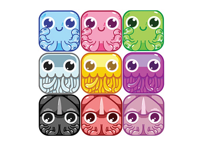 Character Designs art color digtal game icon jellyfish octopus squid ui vector