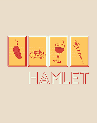 Hamlet card death design hamlet illustration shakespeare sword typography vector