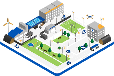 City map in flat design for Europhane urban lighting manufacture flatdesign vector