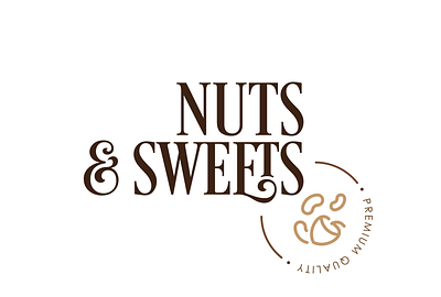 Nuts & Sweets branding brown elegant gold logo nut premium quality simple stylish sweet typography vector