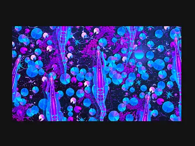 Jurassic Walk ✨🦕 80s design dinosaurs illustration jurassicpark moon neon neon colors photoshop vaporwave water