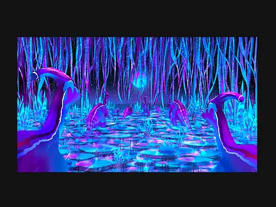 Jurassic Walk ✨🦕 80s avatar colours design dinosaurs illustration jurassicpark neon neon colors photoshop vaporwave water