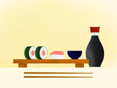 Sushi chopsticks fish food procreate soy sushi