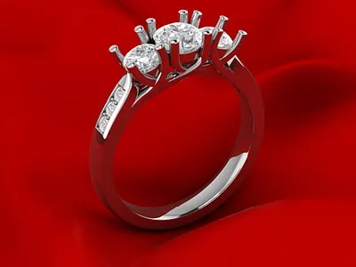 3 Gem Comfort Fit Ring 3D Model jewel jewelery jewellery jewelry jewelry design jewelry designer jewels matrix rhino3d rhinoceros