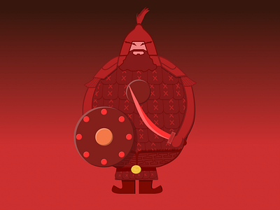 Redhero ancient baatar beard daichin design hometown illustration knight mongol mongolia red red hero red knight shield sword ulaan ulaanbaatar warrior