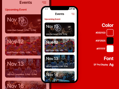 Event Listing design minimal mobile ui ui ux ui design ui designer ux designer