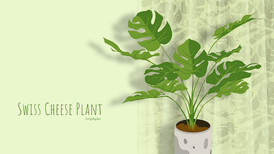 Swiss Cheese Plant with curtain(seamless pattern) pattern seamlesspattern