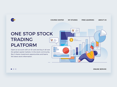 One stop stock trading platform illustration shares transaction ui web