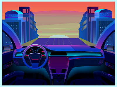 Car front side view adobe illustrator art bulding car carfront cartoon design digitalart dribbble best shot driving graphic design illustration illustration art illustration design lamborghini roads sunset vehicle views