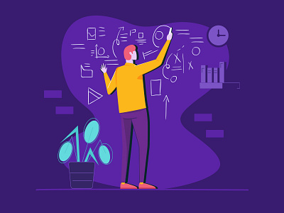 creating idea character design drawing flat idea illustration mathematics ui vector