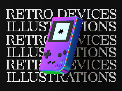 Gameboy 3d illustration 3d 3d device 3d icon 3d illustration animation gameboy holographic iridescent typography