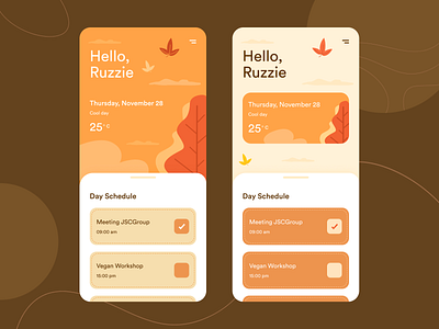 Schedule "Fall mood" art creative daily ui design fall graphic illustration inspiration interface mobile mobile ui product design rubynguyenart schedule ui ui design uiux