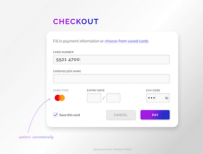 DailyUI #002 002 card checkout daily 100 challenge dailyui figma form payment ui ux