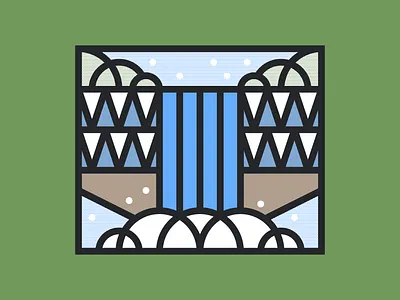 Frozen Falls frozen icicle landscape monoline snow waterfall