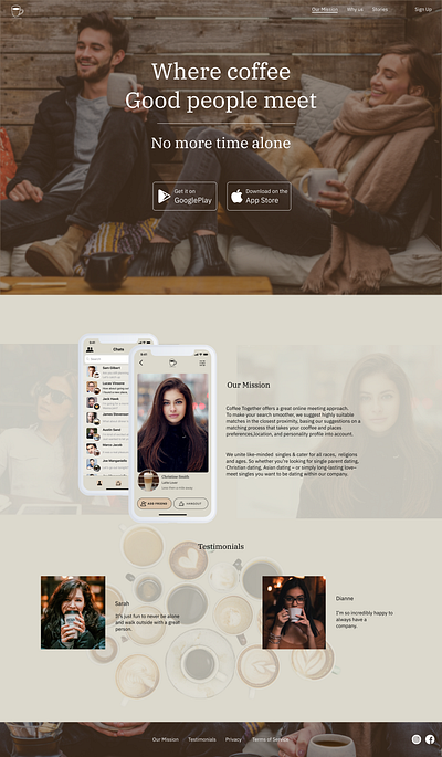 Coffee Time App Landing Page branding landingpage logo ui ux web