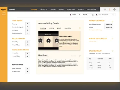 amazon dashboard for sellers (redesign) amazon fba seller dashboard dashboard ui design ideas redesign concept ui web