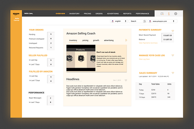 amazon dashboard for sellers (redesign) amazon fba seller dashboard dashboard ui design ideas redesign concept ui web