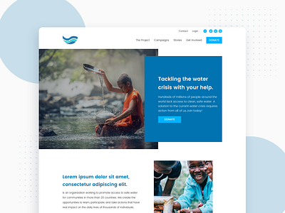 Water Foundation Proposal Landing Page branding design foundation landing page logo proposal sketch ui ux water web