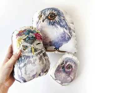 Watercolor Owl, handmade pillows illustration illustration art magdalena illustration magdalena żołnierowicz pattern design watercolor watercolor art watercolor design watercolor print