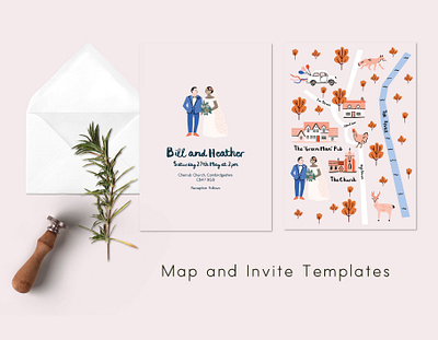 Make your own wedding invite and map template adobeillustator illustration art ink invite map vector vectorartwork wedding wedding card wedding invitation