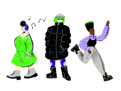 trendsetters chalk characters flat flowy illustration lime line organic procreate purple simple women