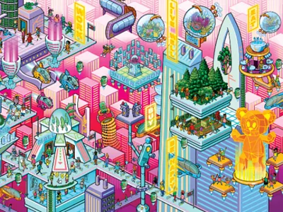 Vaporwave Futuristic city