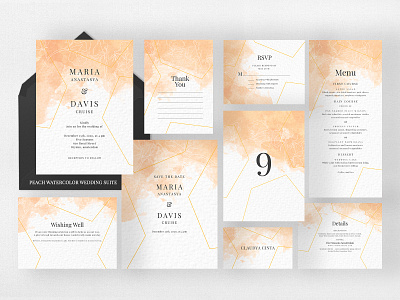 Peach Watercolor Invitation Suite blush classy delicate diy elegant feminine invitation invitations invite minimal minimalist modern orange peach planner sketch wedding wedding card wedding invitation wedding invitations
