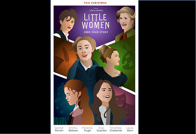 Little Women Movie Poster Design 2019 2020 actor actress art christmas emma watson illustration movie movie art movie poster music painter pianist poster poster design sisters story war writer