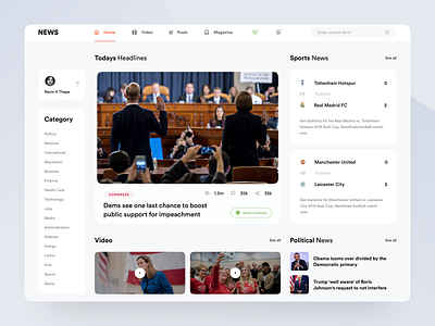 News Portal : Part 1 creative design design inspiration minimal news portal ui ui ux user interface ux web web application web interface website